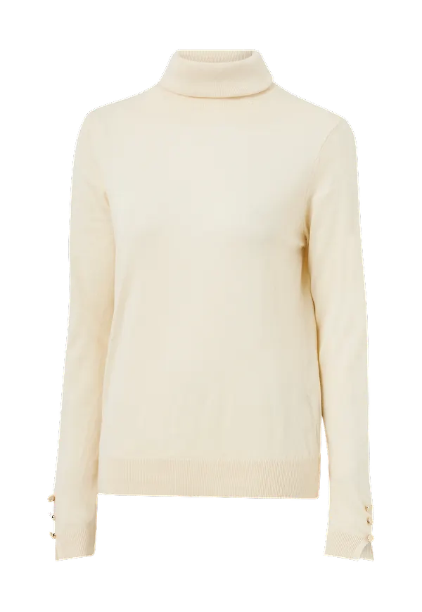 Vero Moda - Tröja vmMilda LS Rollneck Button Slit Blou - Natur