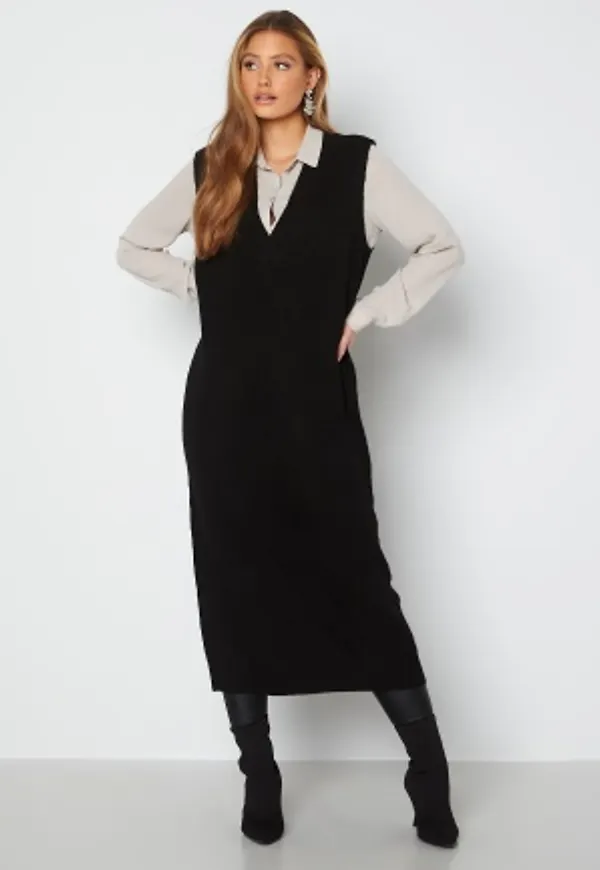 VILA Svampi S/L Long Knit Vest Black L