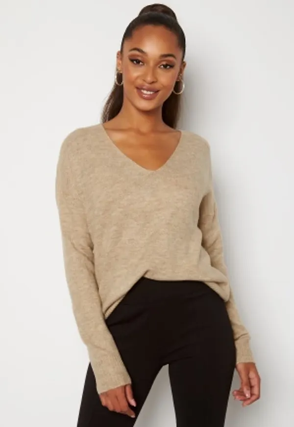 JDY Elanora L/S V-Neck Knit Oatmeal L
