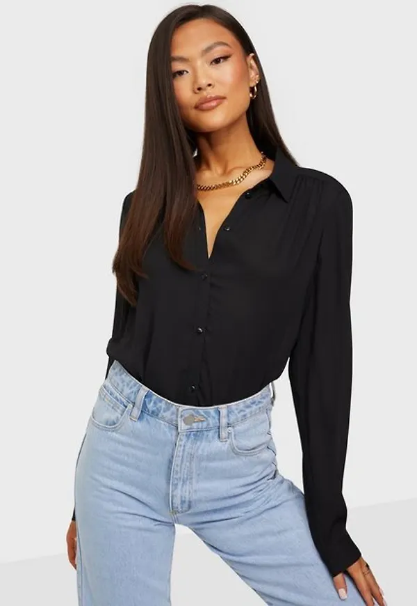 Vila Vilucy Button L/S Shirt - Noos Vardagsblusar Svart
