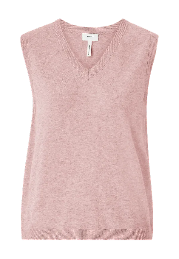 Object - Väst objThess S/L Knit Waistcoat - Rosa
