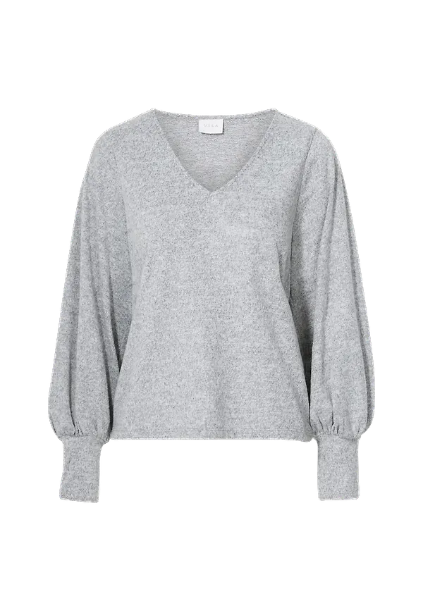 Vila - Topp viInfa V-Neck L/S Top - Grå