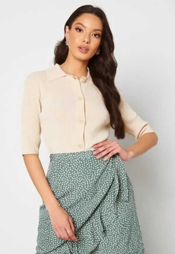 SELECTED FEMME Ally SS Knit Poloneck Sandshell XS