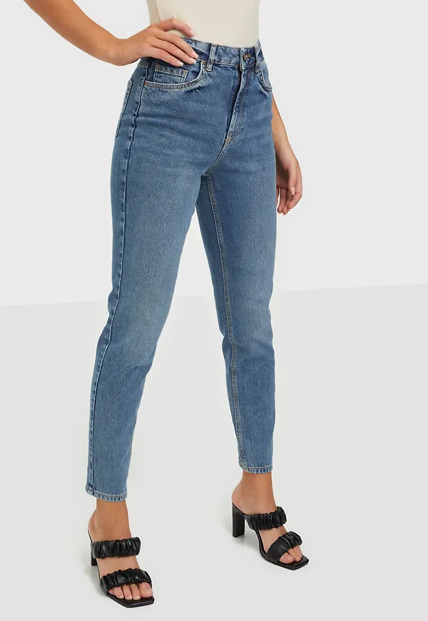 Pieces - Mom Jeans - Pcleah Mom Hw Ank MB256-Ba/Noos Bc - Jeans