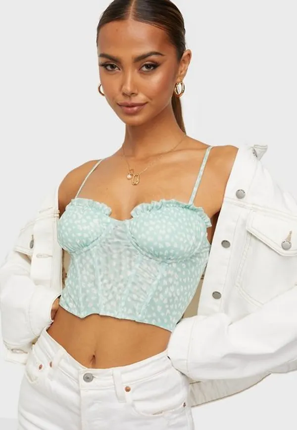 Love Triangle La Mode Mesh Corset Crop Top Crop tops