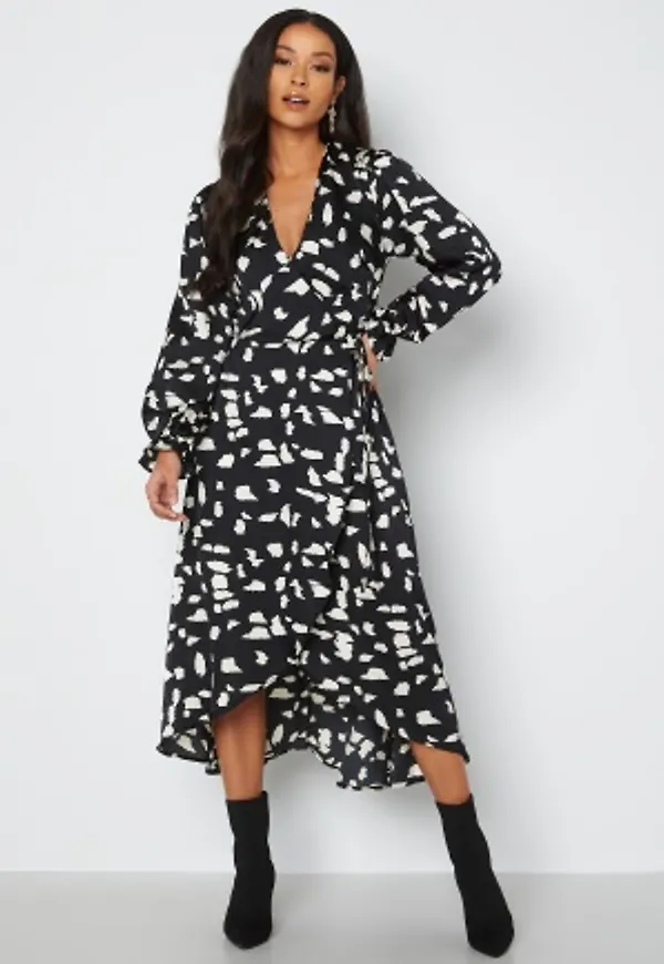 AX Paris Long Sleeve Wrap Maxi Dress Black L (UK14)