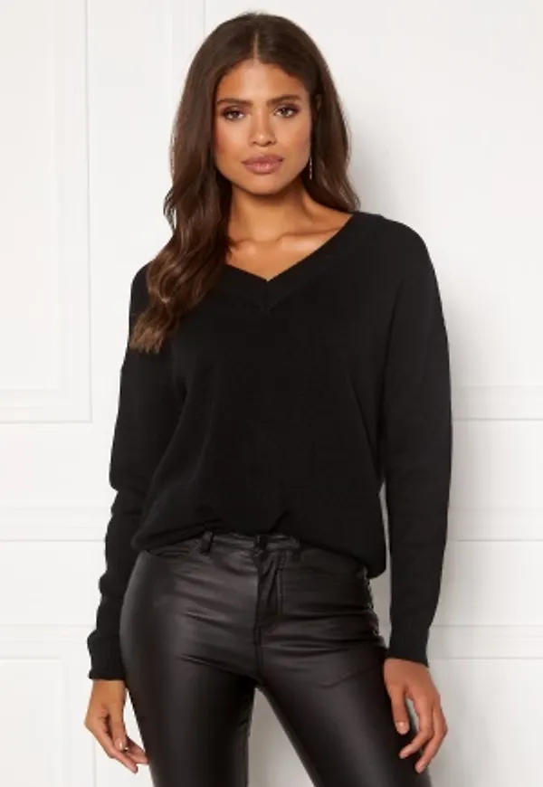 VILA Ril Knit V-Neck Top Black XS