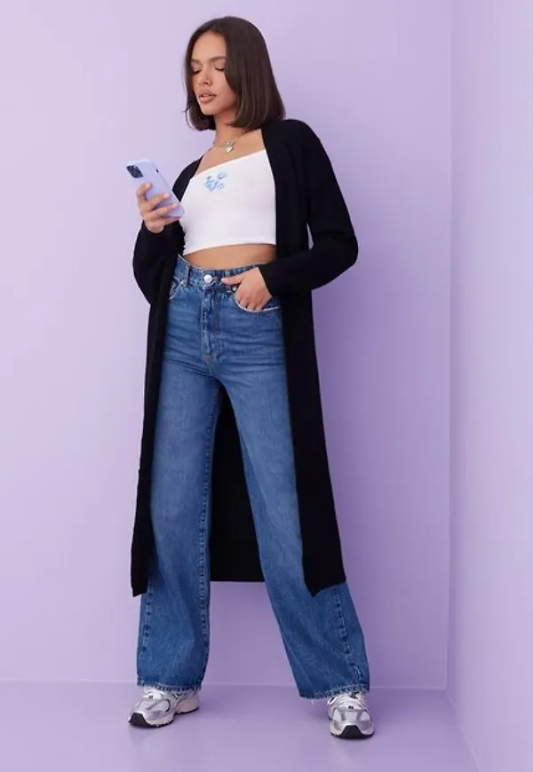 Object Collectors Item Objmalena L/S Knit Long Cardigan No Cardigans Black