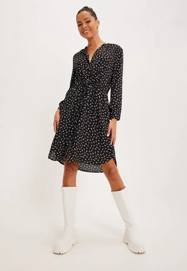 Selected Femme Slfdamina 7/8 Aop Dress B Noos Klänning Black