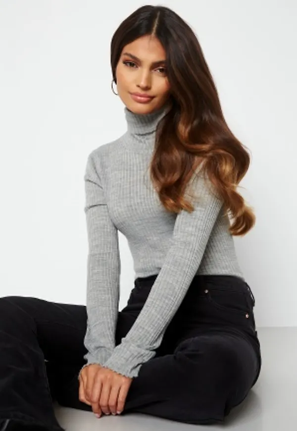 SELECTED FEMME Costina LS knit rib rollneck Light Grey Melange L