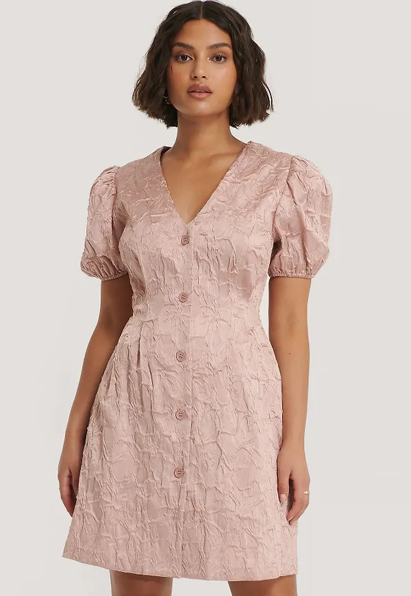 NA-KD Trend Miniklänning Med Puffärmar - Pink