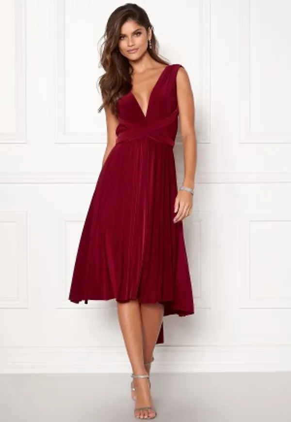 Goddiva Multi Tie Midi Dress Berry XS (UK8)