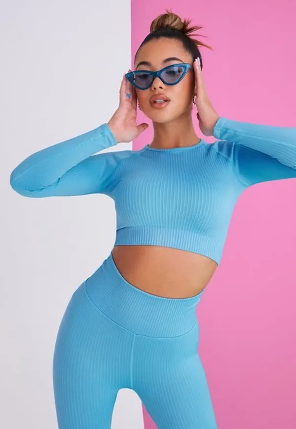 NLY Trend Athletic Seamless LS Top Långärmade toppar Blå