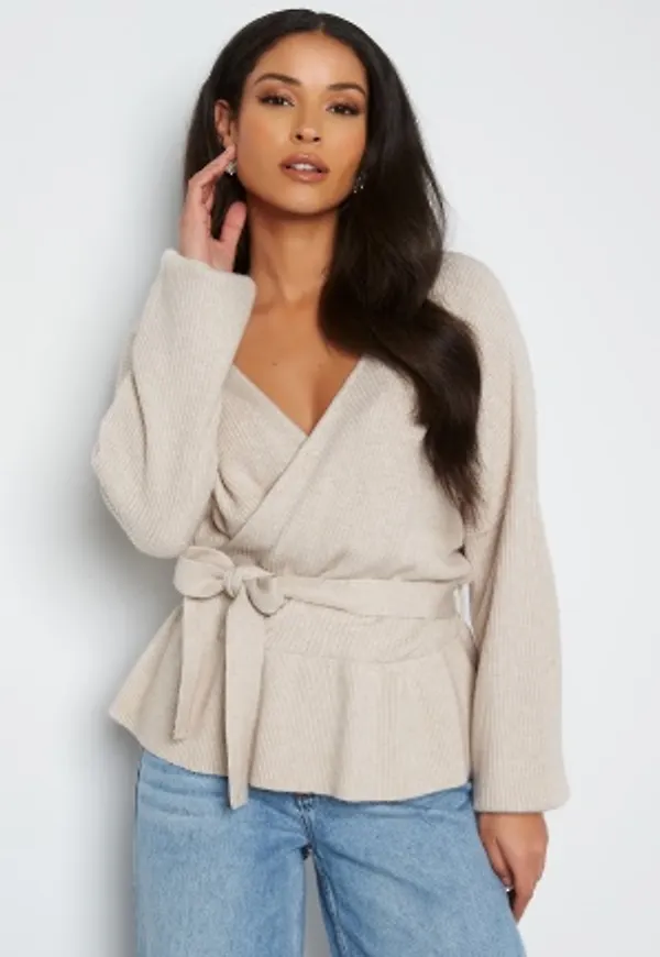 Object Collectors Item Elsy L/S Knit Pullover Silver Gray Det.Mela M