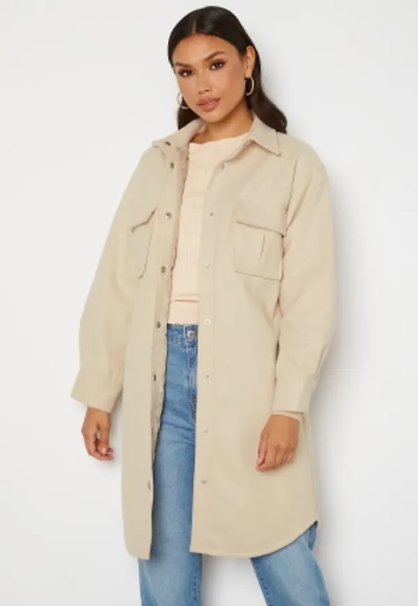 BUBBLEROOM Alice Long Shirt Jacket Beige L