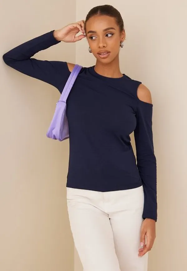 Only Onllara L/S Cut Top Box Jrs Långärmade toppar Evening Blue