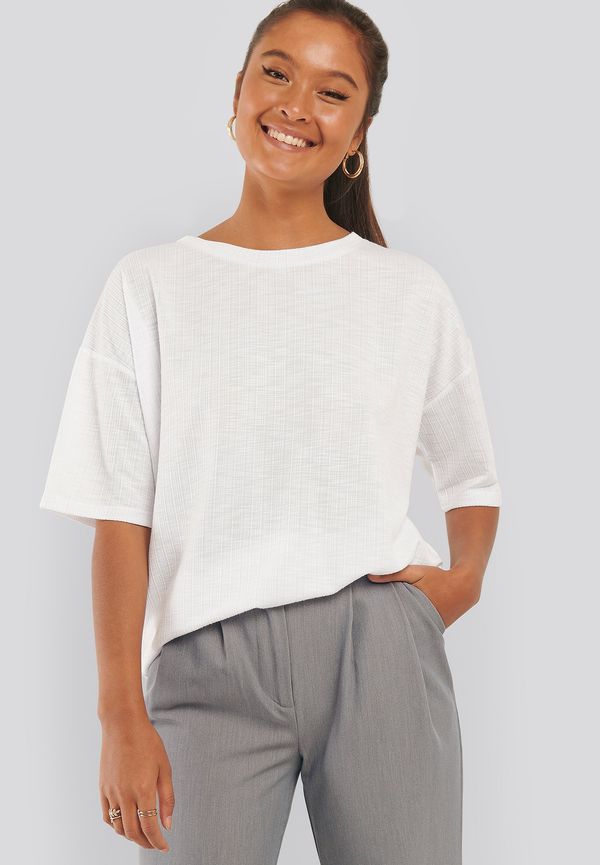 NA-KD Ribbad T-Shirt Med Rund Halsringning - White