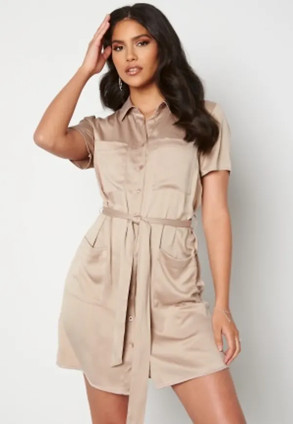 BUBBLEROOM Liwia shirt dress Light brown 40
