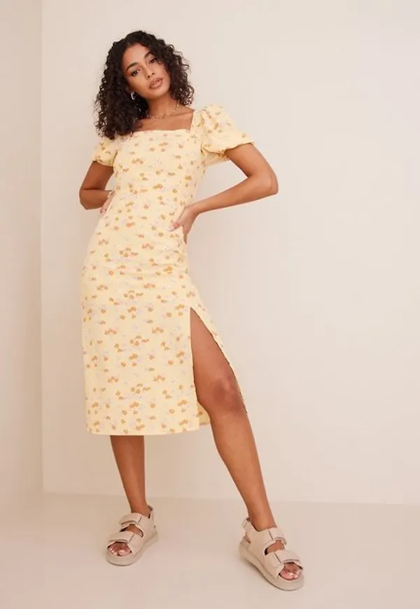 Glamorous Nelly x Glamorous Puff Sleeve Midi Slip Dress Vardagsklänningar Flowers