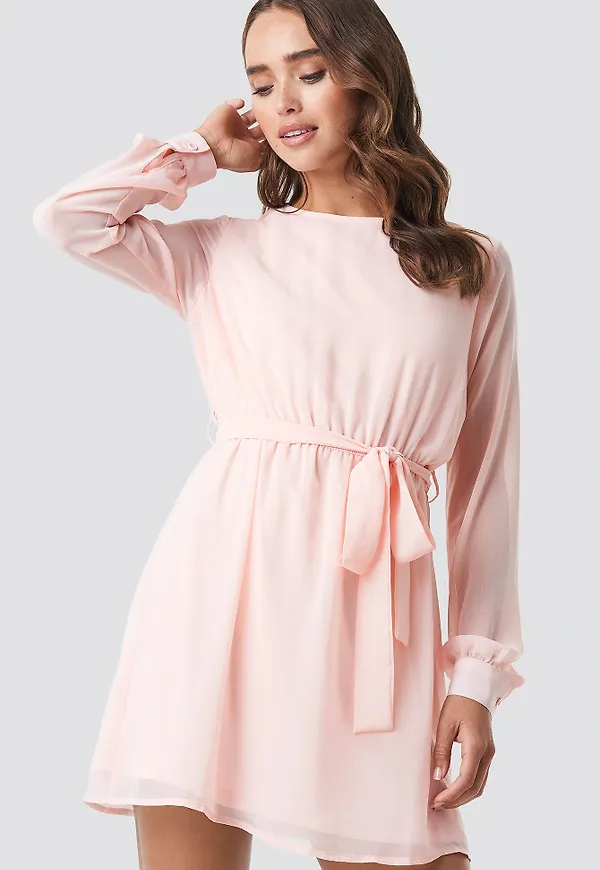 NA-KD Chiffon Dress - Pink
