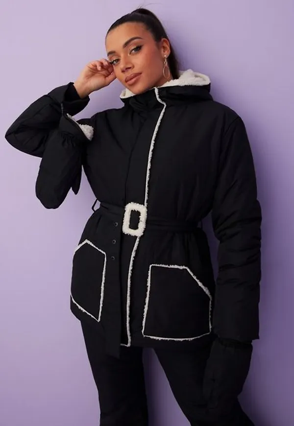 Missguided Borg Lined Puffer Jacket with Mittens Övriga Jackor Black