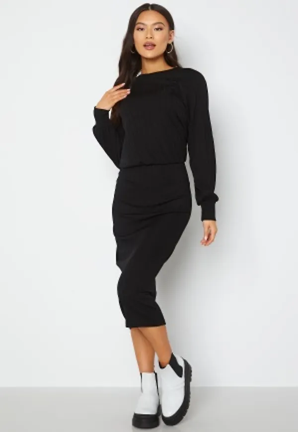 Happy Holly Stella o-neck midi dress Black 48/50