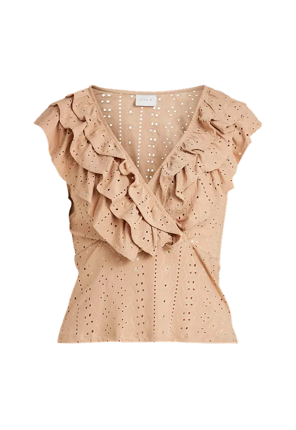 Vila - Topp viSanda S/L Top - Beige