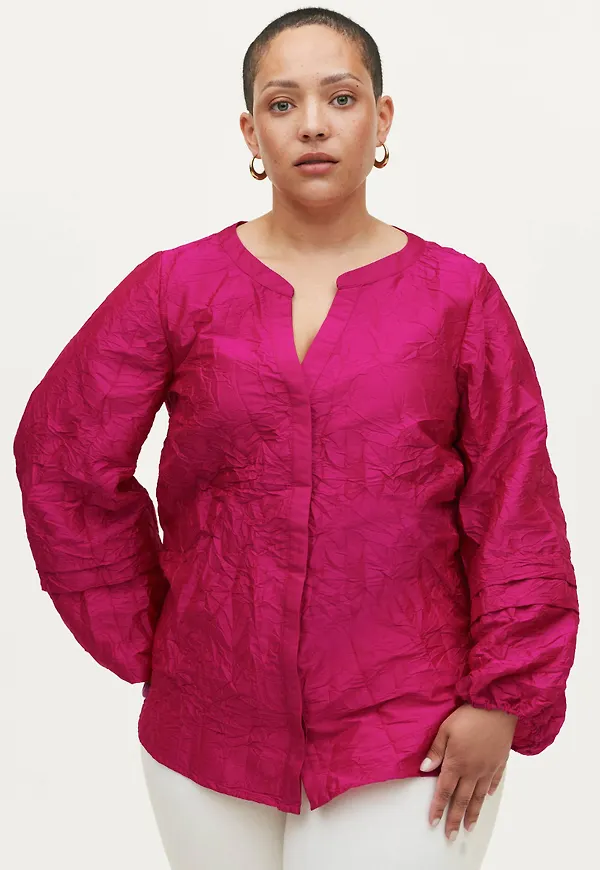 Zizzi - Blus xTafti L/S Shirt - Rosa