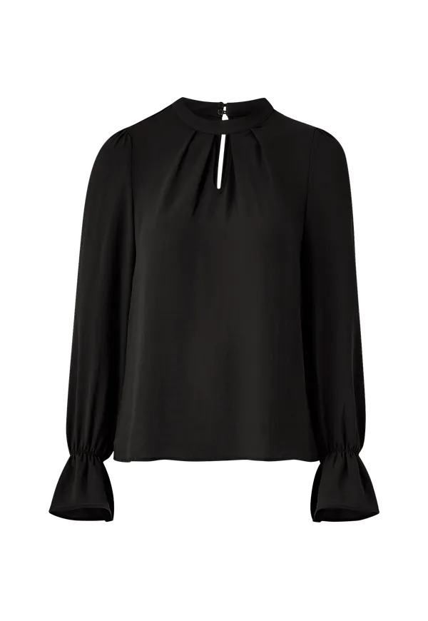 Vero Moda - Blus vmZigga L/S High Neck Pleat Top - Svart