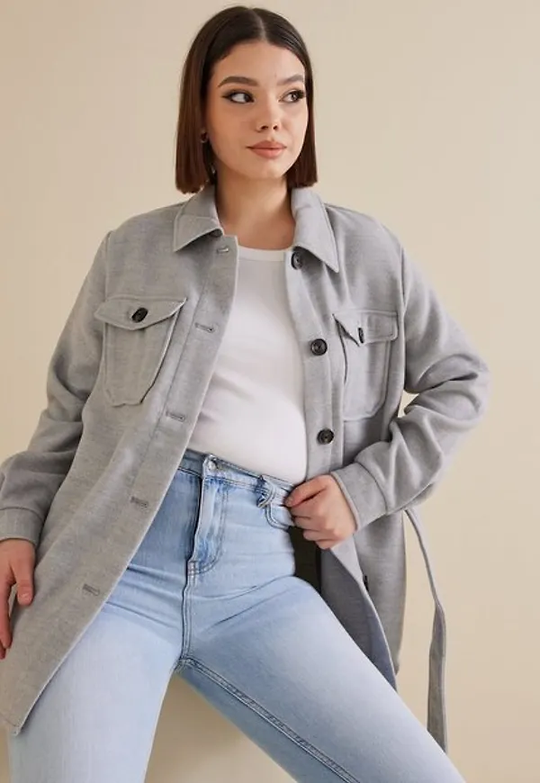 Vero Moda Vmcalautility Jacket Ga Boos skjortjackor Light Grey Melange