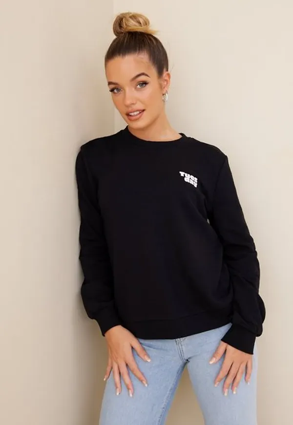 Only Onlweekday L/S O-Neck Box Swt Sweatshirts Black Tuesday