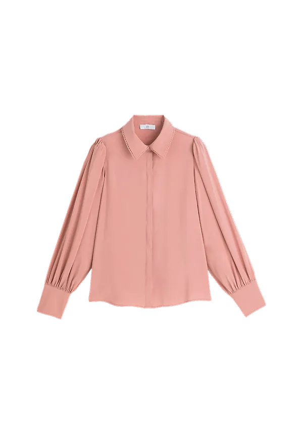 La Redoute - Blus med uddkant på kragen och lång ärm - Rosa