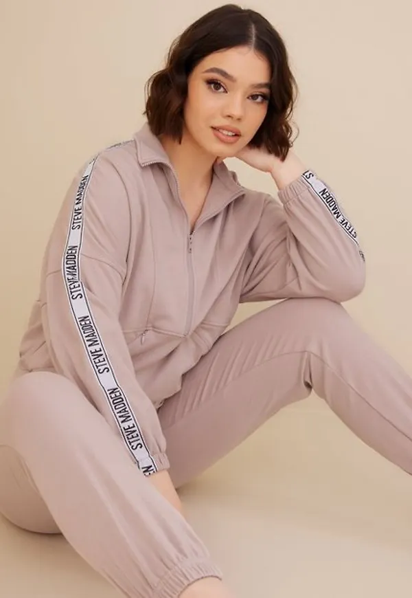 Steve Madden Fleece Half-Zip Sweatshirts Mauve