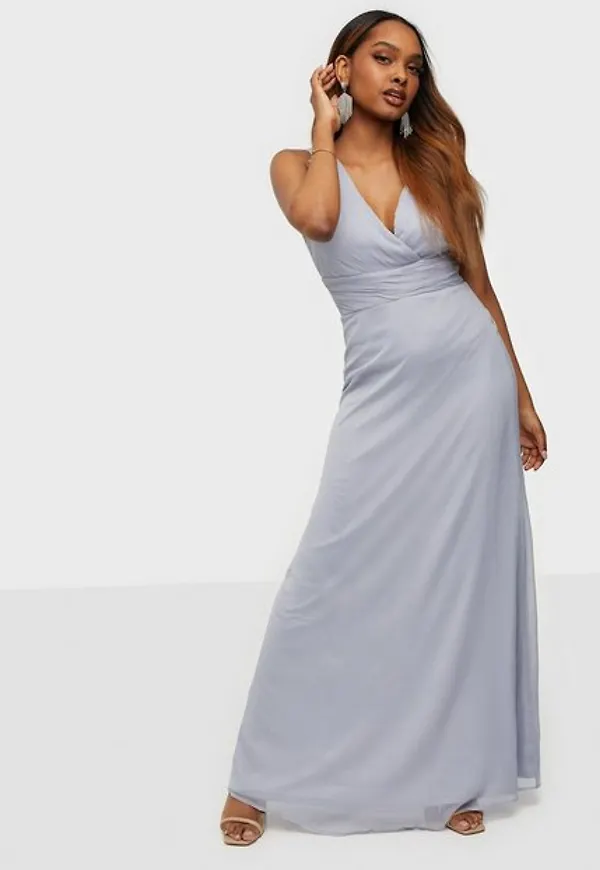 NLY Eve Good Looking Drapy Gown Maxiklänningar Dusty Blue