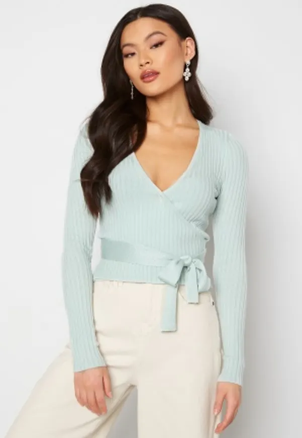 BUBBLEROOM Enea knitted wrap top Light mint M