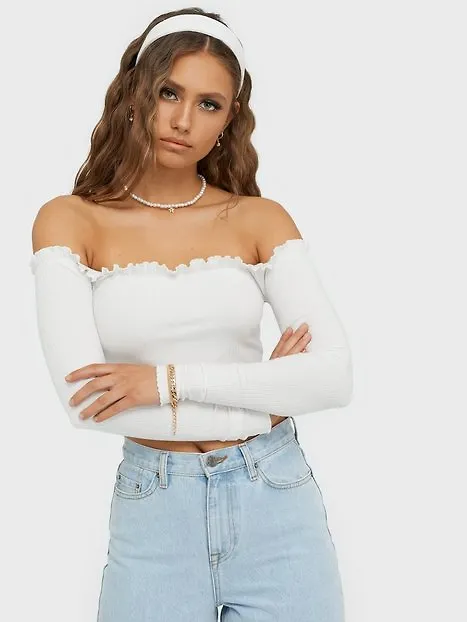 NLY Trend Cropped Frill Top Långärmade toppar