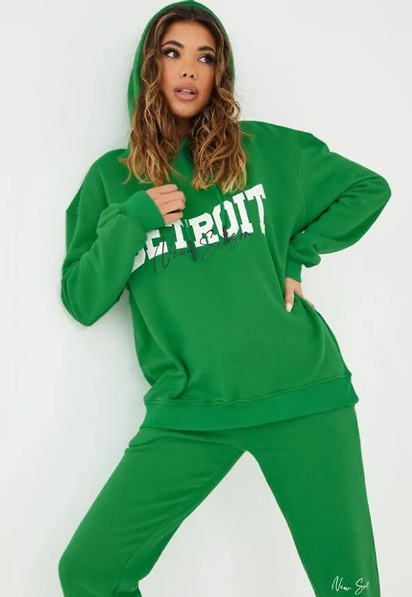 Public Desire Detroit Logo Oversized Hoodied Sweatshirt Sweatshirts