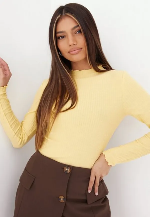 Only Onlemma L/S High Neck Top Noos Jrs Blusar & Skjortor Straw