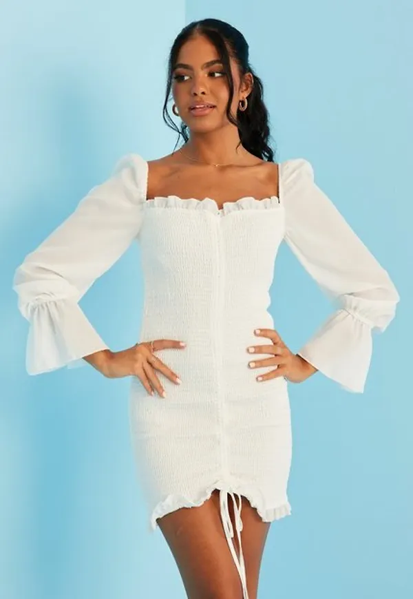 Parisian Shirred Front Rouched Dress Fodralklänningar