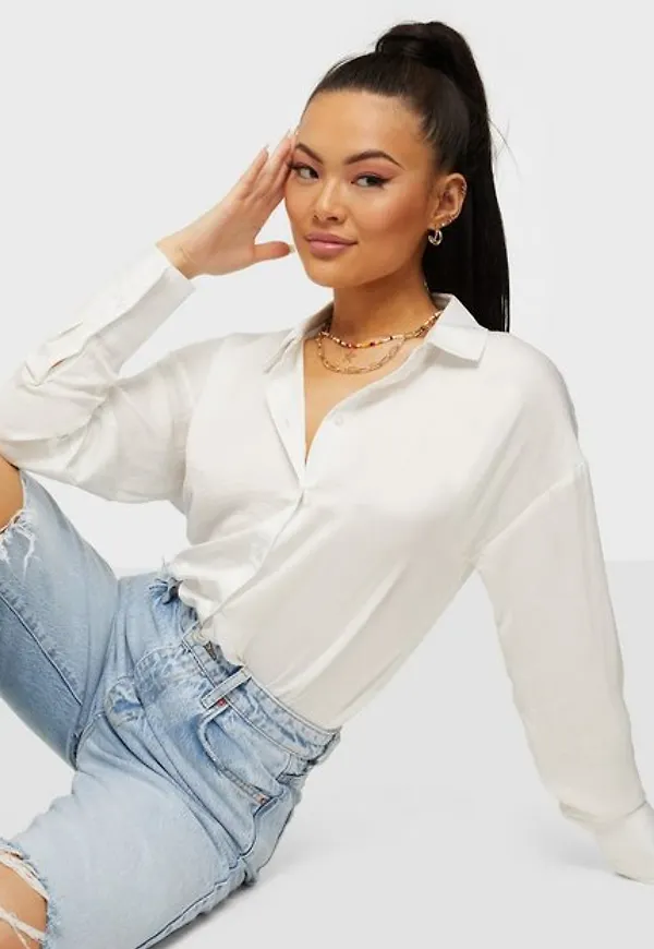 Vero Moda Vmsally Ls Long Shirt Wvn Ga Skjortor Snow White