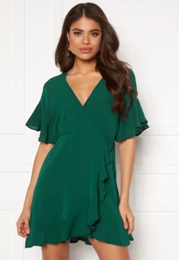AX Paris Frill Sleeve Wrap Dress Teal L (UK14)