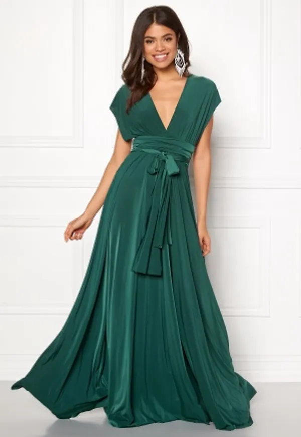 Goddiva Multi Tie Maxi Dress Green S (UK10)