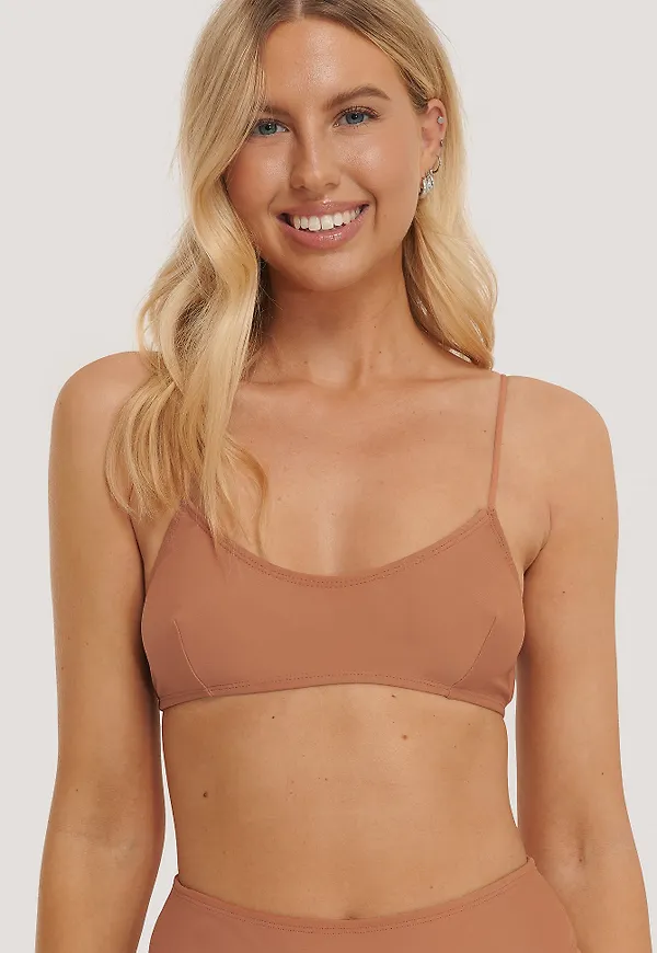 NA-KD Swimwear Clean Cut Bikini Bra - Brown