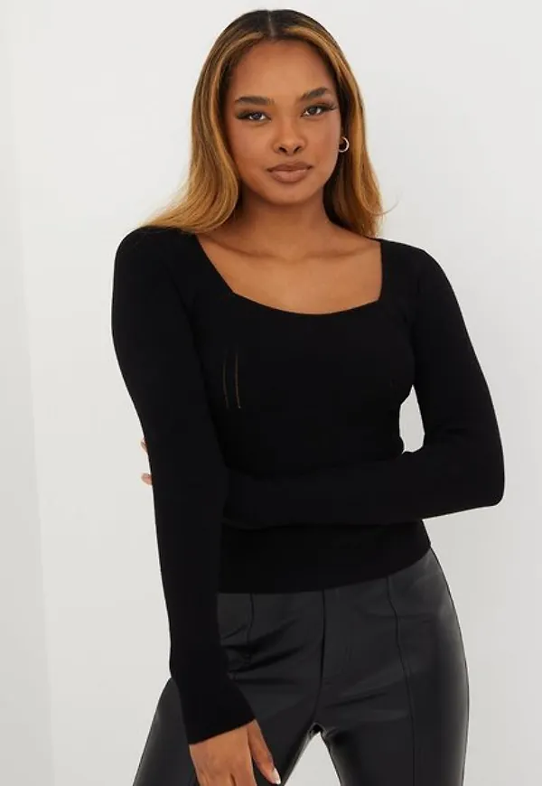 Only Onlsatina Corsage L/S Pullover Knt Stickade tröjor Black