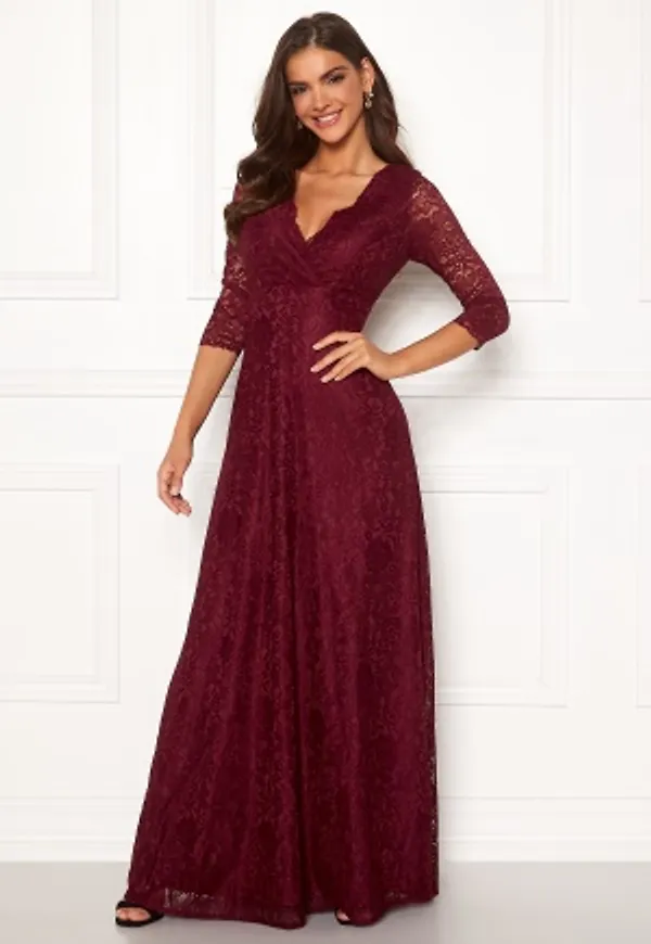 Chiara Forthi Riveria Lace Gown Wine-red 34