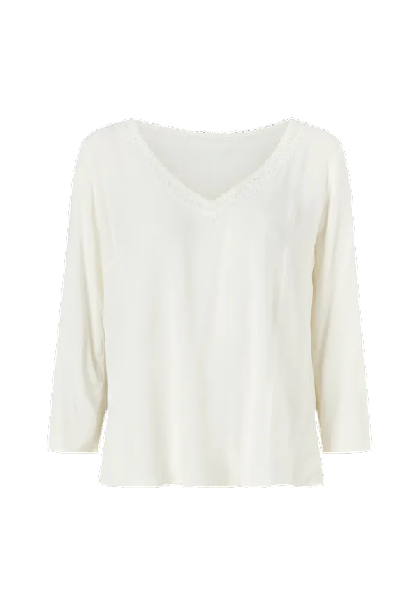 Vila - Blus viMoashly Lace 3/4 Top - Vit