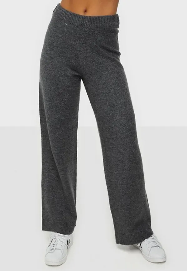 Pieces Pccindy Hw Knit Pants Bc Byxor Dark Grey Melange