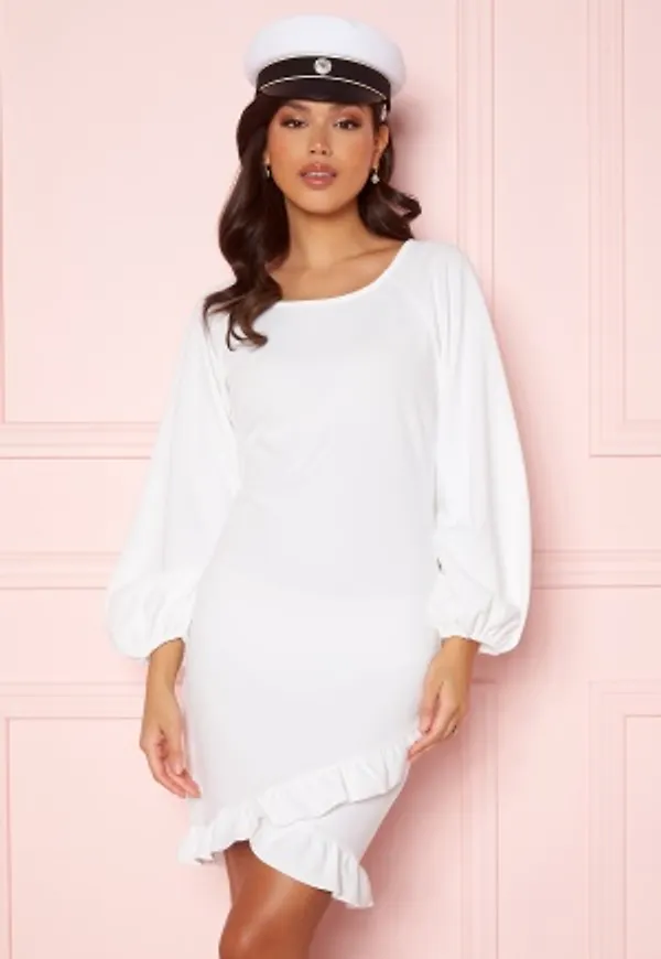 VILA Aniara L/S Boatneck Dress Cloud Dancer L