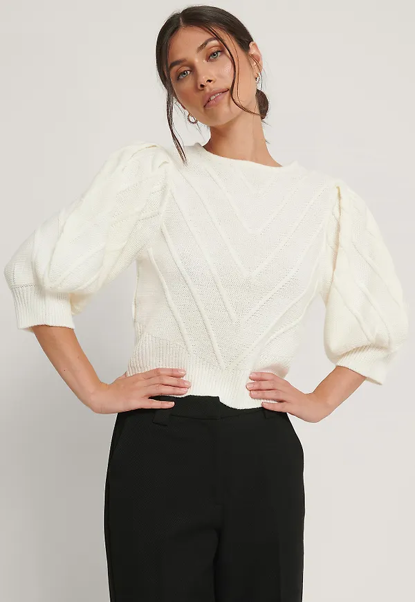 NA-KD Trend Tröja Med Stickade Detaljer - Offwhite