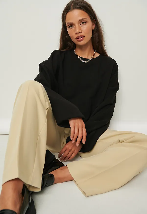 NA-KD Ekologisk croppad chunky tröja - Black